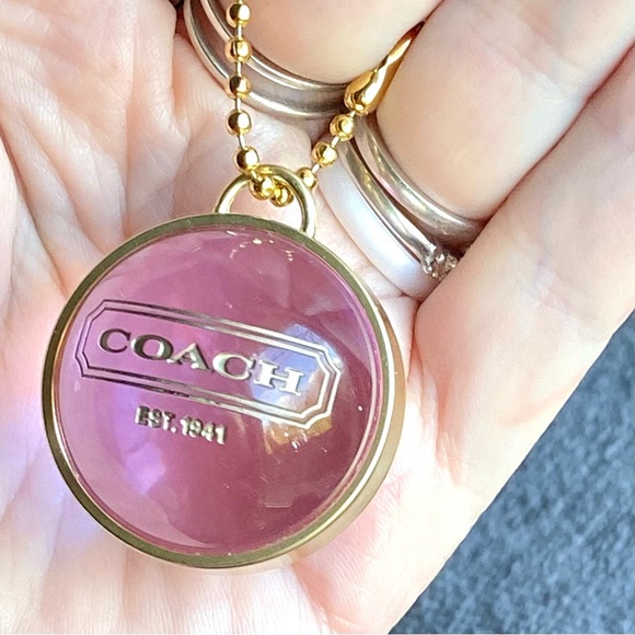 Coach Rare 3D round ball bag charm key fob in lilac pink with gold trim - HTF - Picture 1 of 6